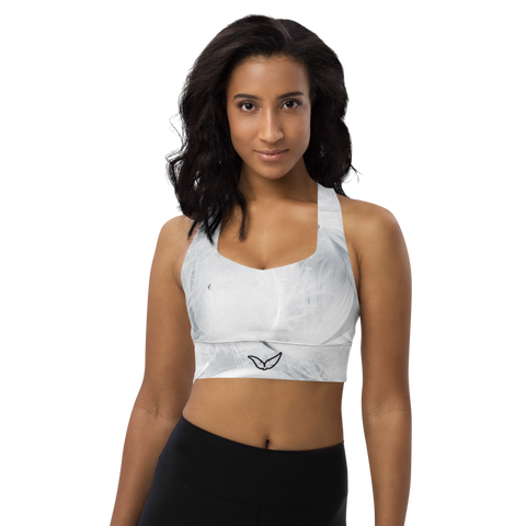 Feathers All-Over Longline Sports Bra